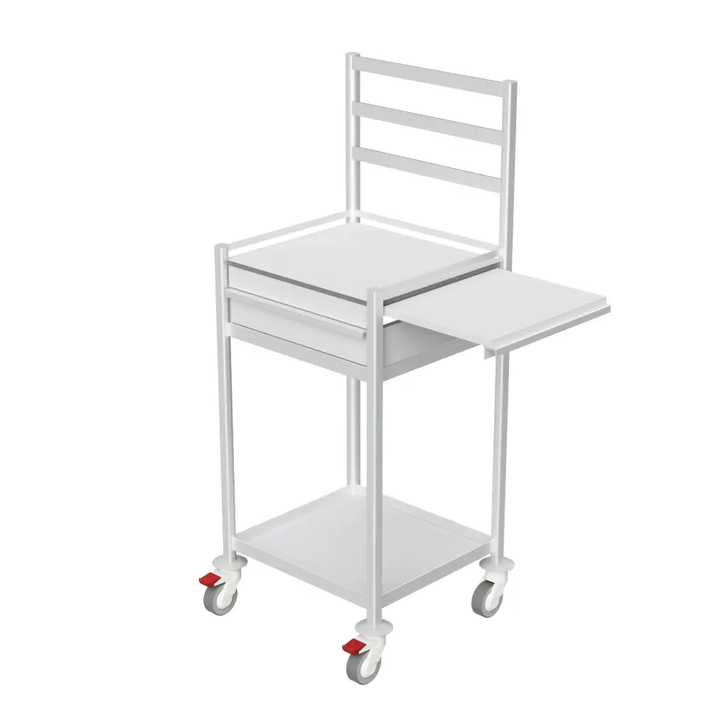 Anaesthetic Trolley, 580W, 530D, 1000Hmm, 1 Drawer, Pull-Out Right, Upstand