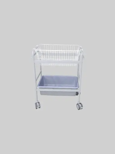 Basket Storage Trolley 1 Wire Bin, 1 PVC