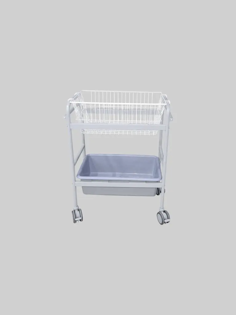 Wire Basket Trolley 1 PVC, 1 Wire Bin