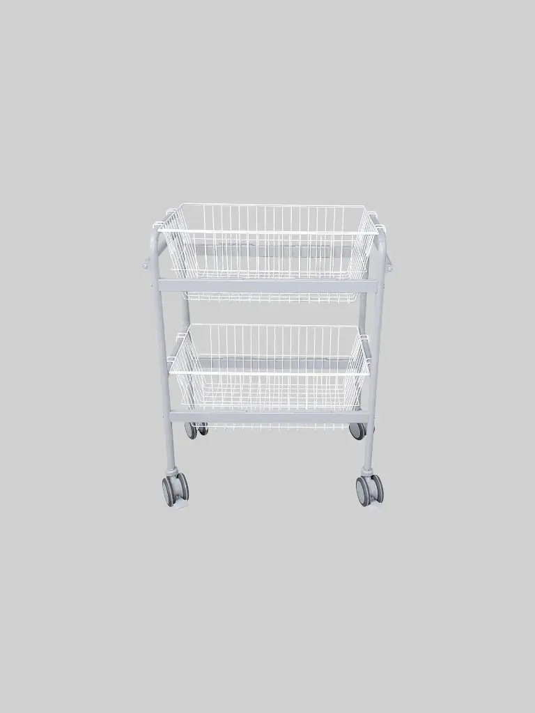 Wire Basket Trolley 2 Wire Bins