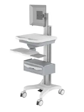 [TR700-1D] Computer on Wheels - IT Cart Monitor Screen, non-powdered with drawer